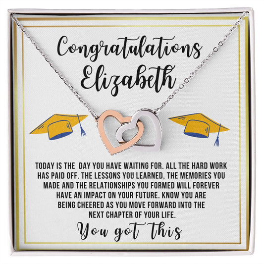 Almost sold out- To my Daughter For Graduation - Beautiful Interlocking Hearts Necklace