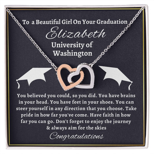 Almost sold out- To my Daughter For Graduation - Beautiful Interlocking Hearts Necklace