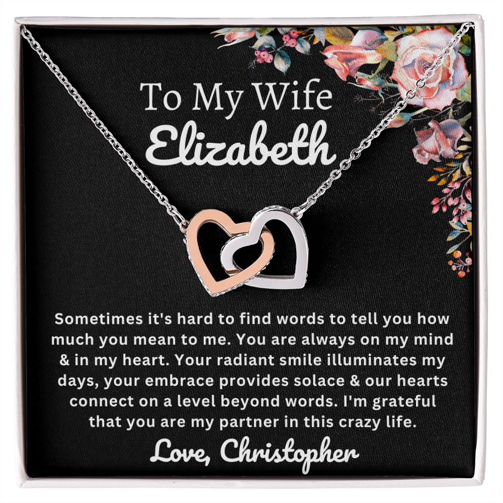 Almost sold out- To my Wife - Beautiful Interlocking Hearts Necklace