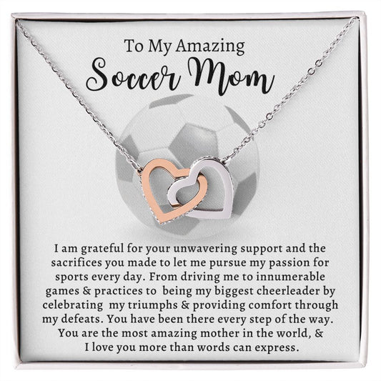 Almost Sold Out - To My Amazing Soccer Mom - Interlocking Hearts Necklace