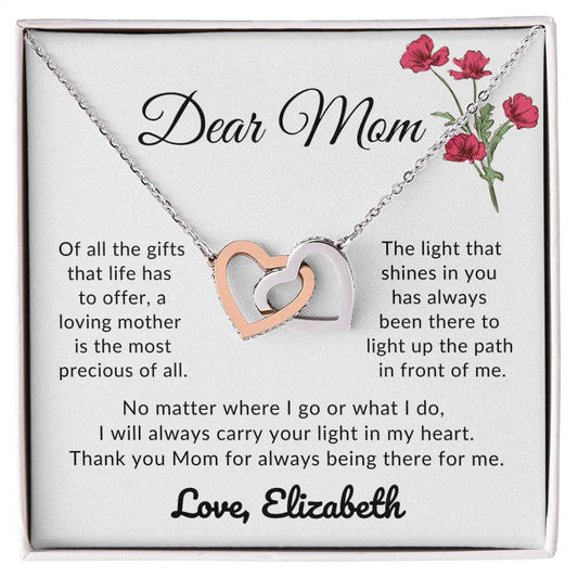 Almost sold out- To my Mom - Beautiful Interlocking Hearts Necklace