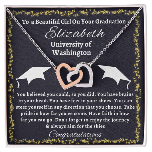 Almost sold out- To my Daughter For Graduation - Beautiful Interlocking Hearts Necklace