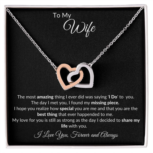 Almost Sold Out -  TO MY WIFE - INTERLOCKING HEART NECKLACE