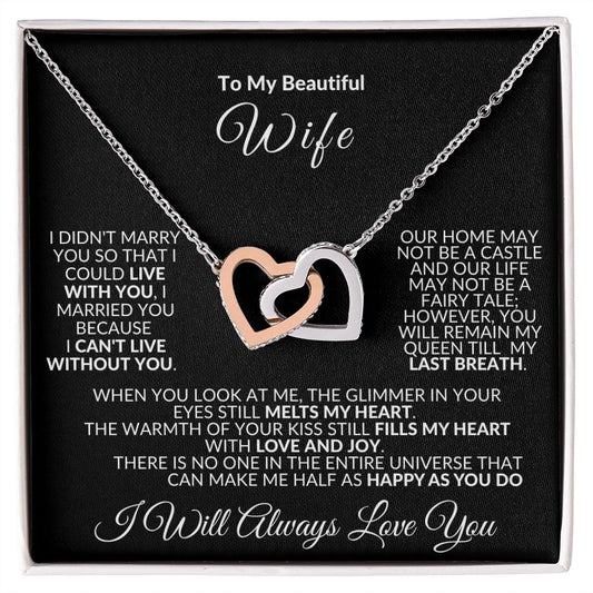 Almost Sold Out -  TO MY BEAUTIFUL WIFE - INTERLOCKING HEARTS NECKLACE