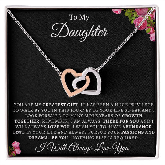 Almost Sold Out -  TO MY DAUGHTER - INTERLOCKING HEARTS NECKLACE