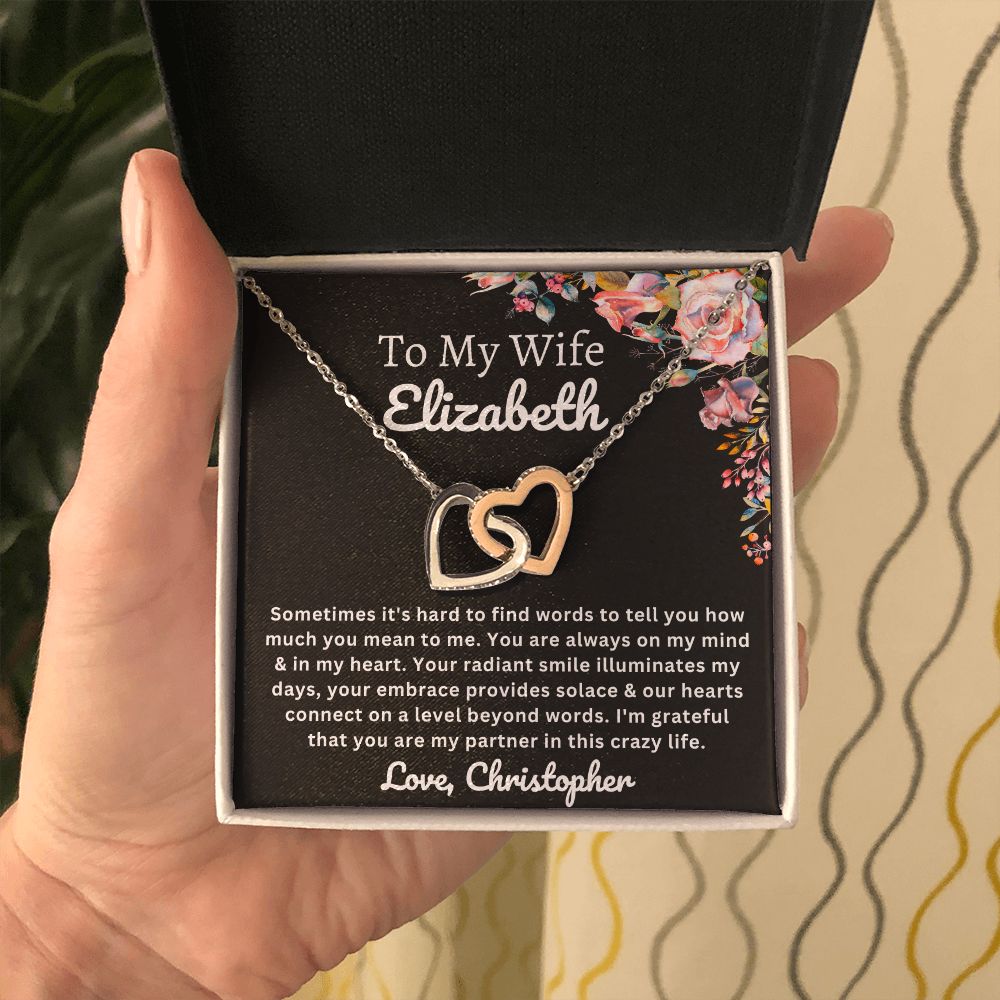 Almost sold out- To my Wife - Beautiful Interlocking Hearts Necklace
