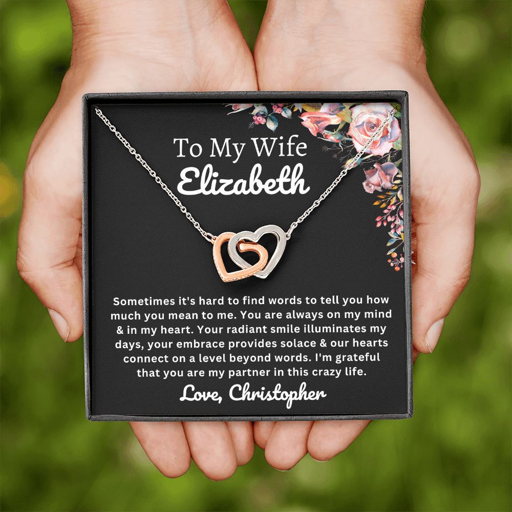 Almost sold out- To my Wife - Beautiful Interlocking Hearts Necklace
