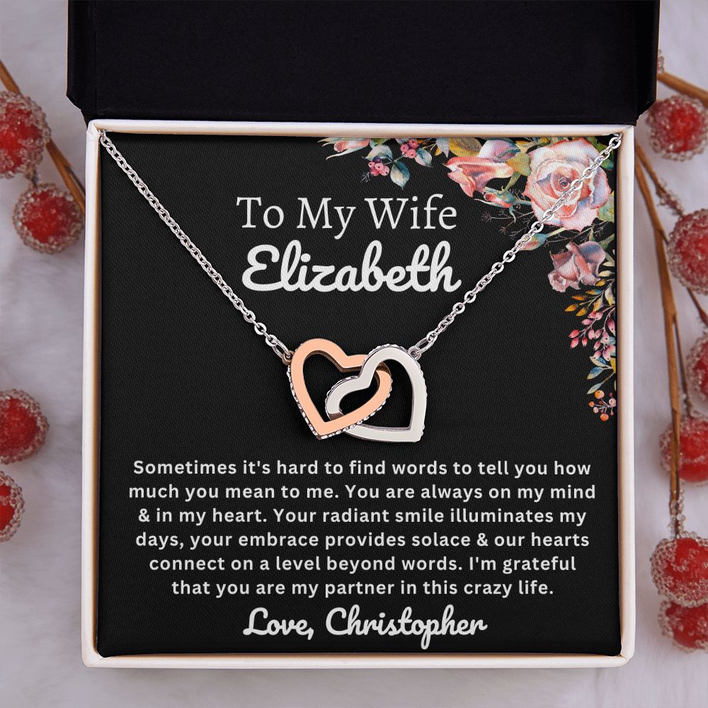Almost sold out- To my Wife - Beautiful Interlocking Hearts Necklace