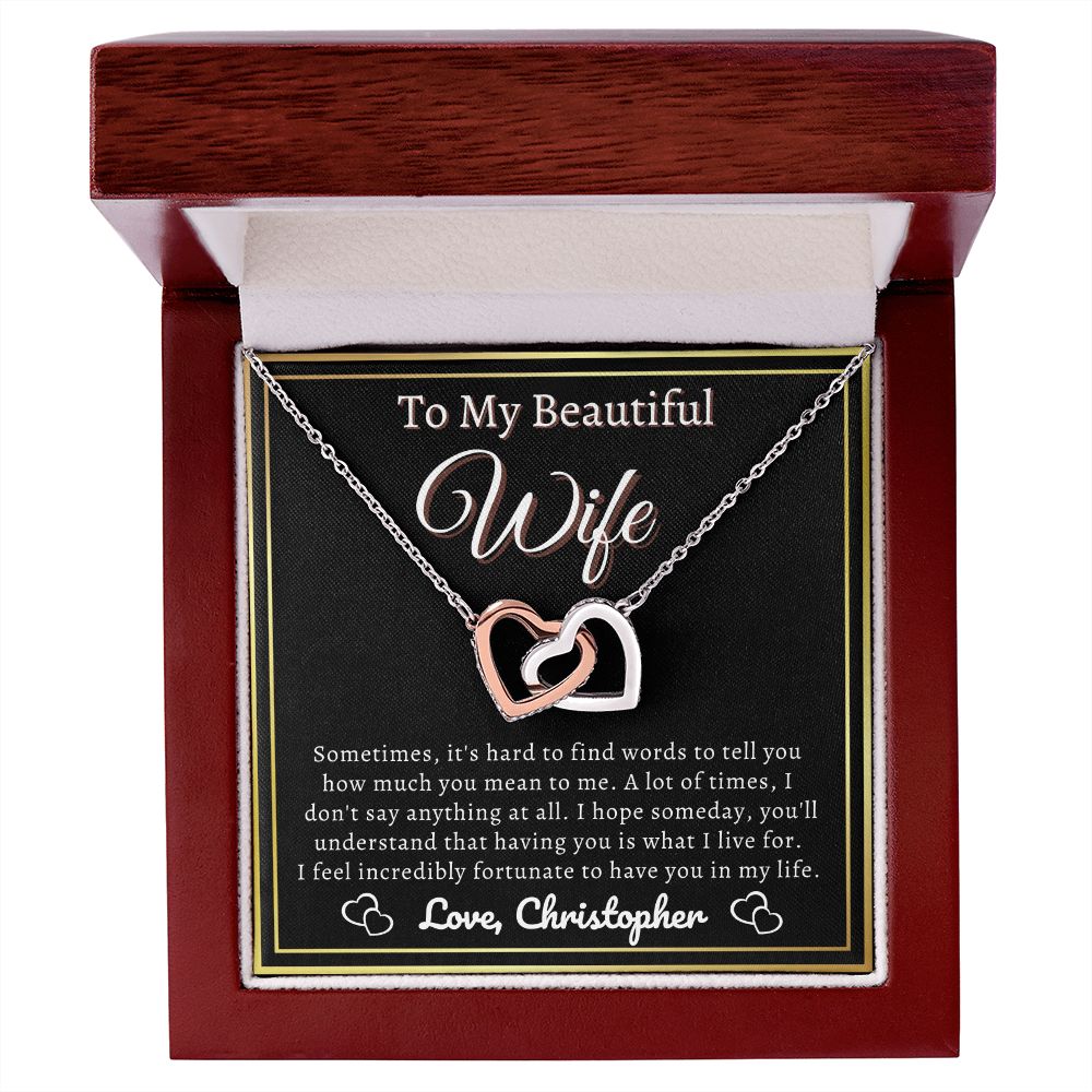Almost sold out- To my Wife - Beautiful Interlocking Hearts Necklace