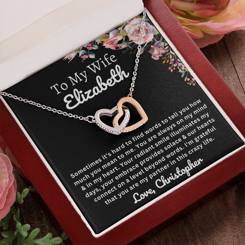 Almost sold out- To my Wife - Beautiful Interlocking Hearts Necklace