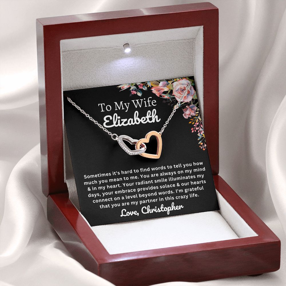 Almost sold out- To my Wife - Beautiful Interlocking Hearts Necklace