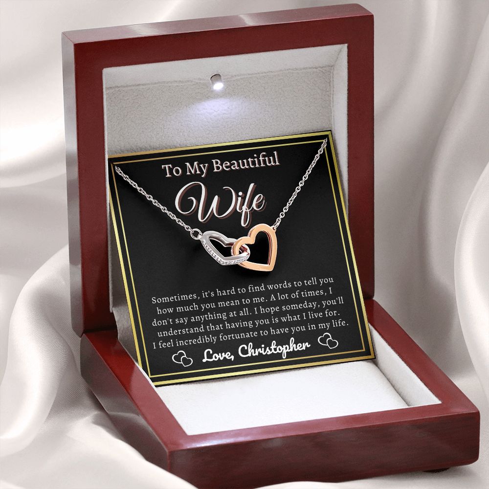 Almost sold out- To my Wife - Beautiful Interlocking Hearts Necklace