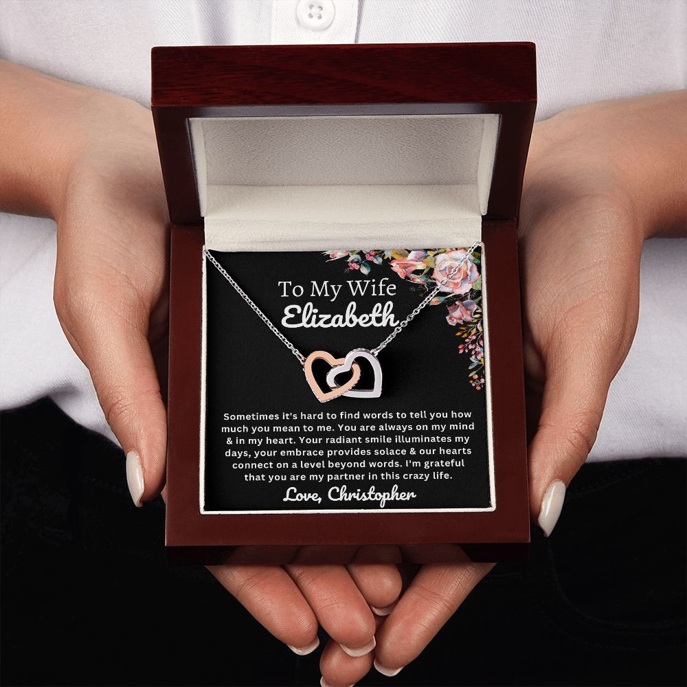 Almost sold out- To my Wife - Beautiful Interlocking Hearts Necklace