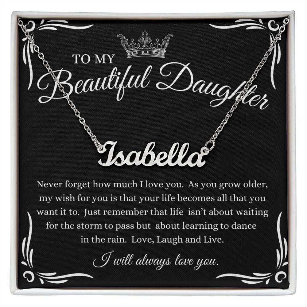 [50% OFF TODAY] TO MY BEAUTIFUL DAUGHTER I PERSONALIZED NAME NECKLACE I MADE & SHIPS FROM THE USA