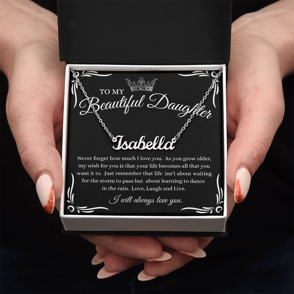 [50% OFF TODAY] TO MY BEAUTIFUL DAUGHTER I PERSONALIZED NAME NECKLACE I MADE & SHIPS FROM THE USA