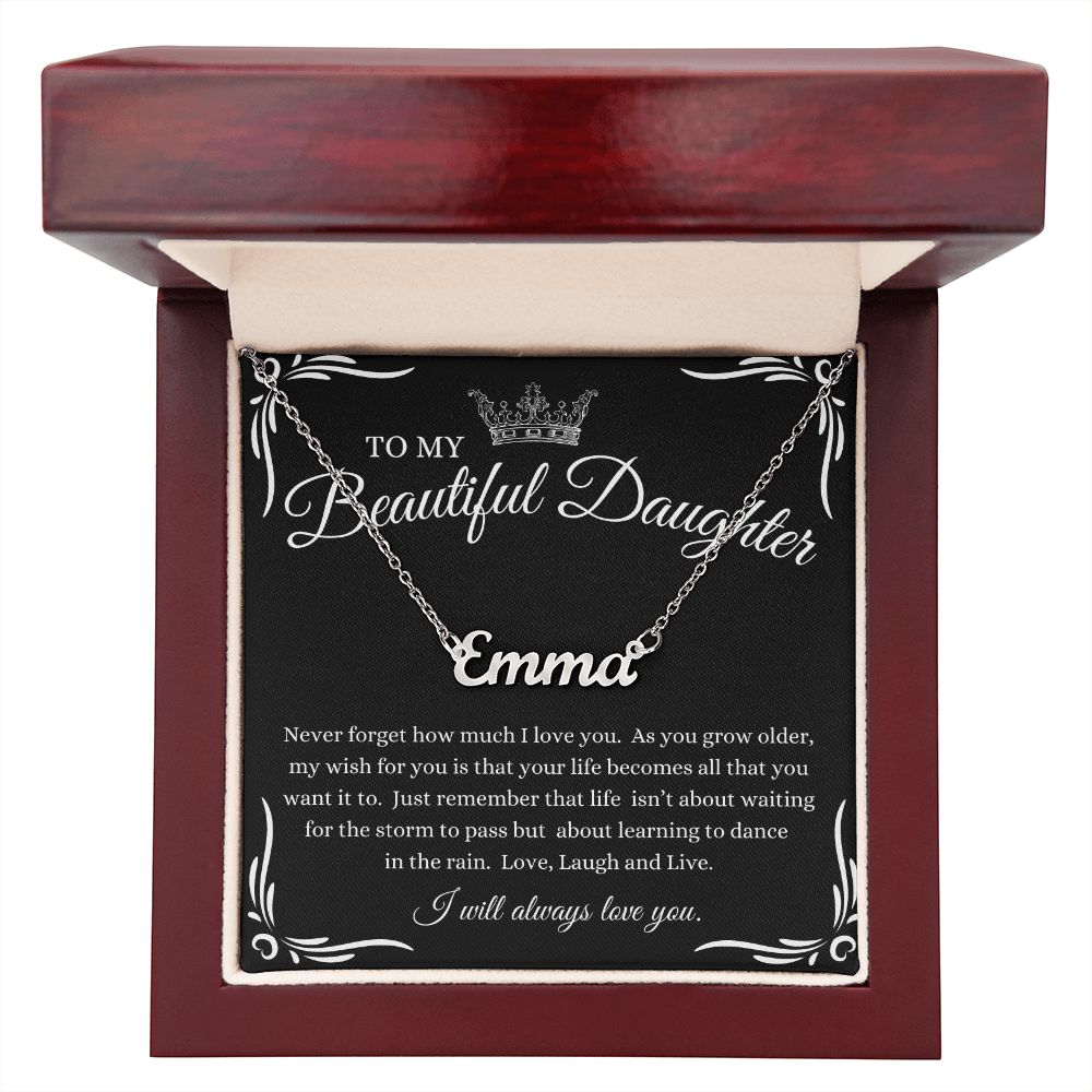 [50% OFF TODAY] TO MY BEAUTIFUL DAUGHTER I PERSONALIZED NAME NECKLACE I MADE & SHIPS FROM THE USA
