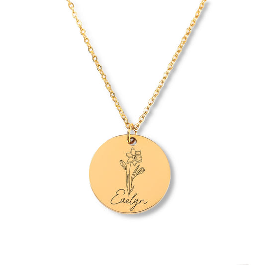 Almost Sold Out - Name & Birth Flower Necklace