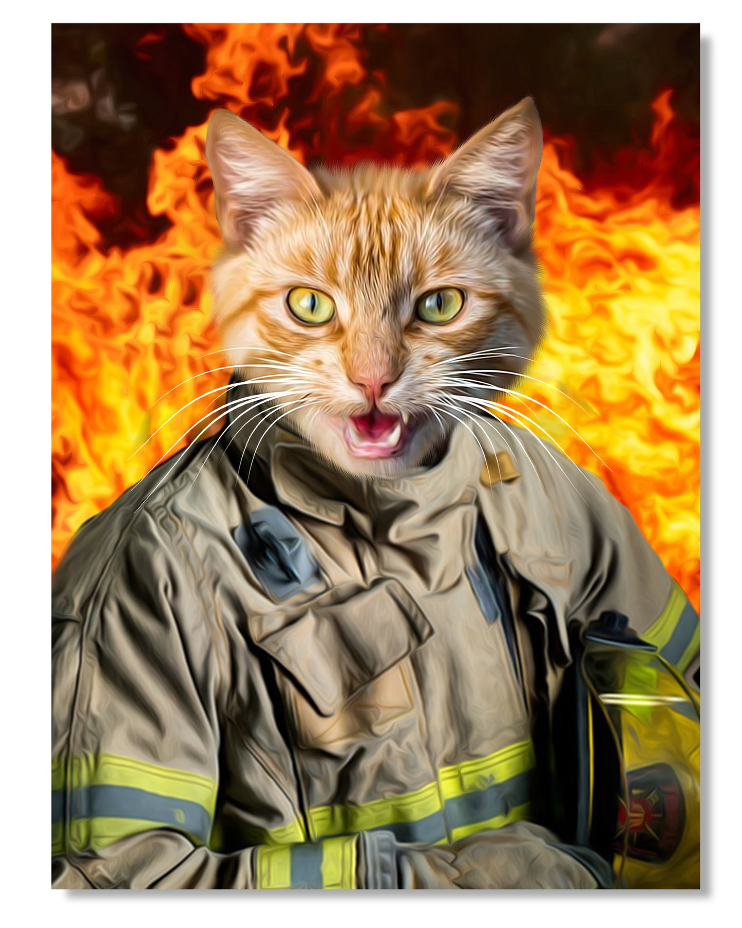 SEE YOUR BELOVED CAT BE A FIREFIGHTER ON CANVAS