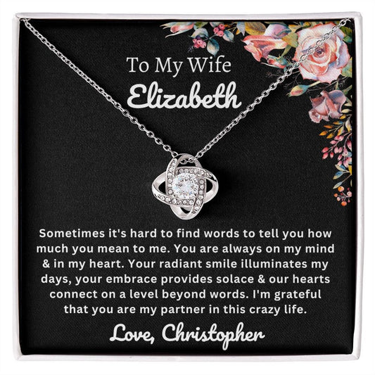 Almost sold out- To my Wife - Beautiful Love Knot Necklace