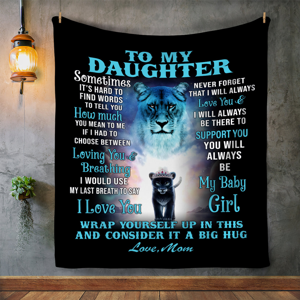 50% OFF SALE - TO MY DAUGHTER - SOMETIMES IT'S HARD - LOVE, MOM - COZY FLEECE BLANKET