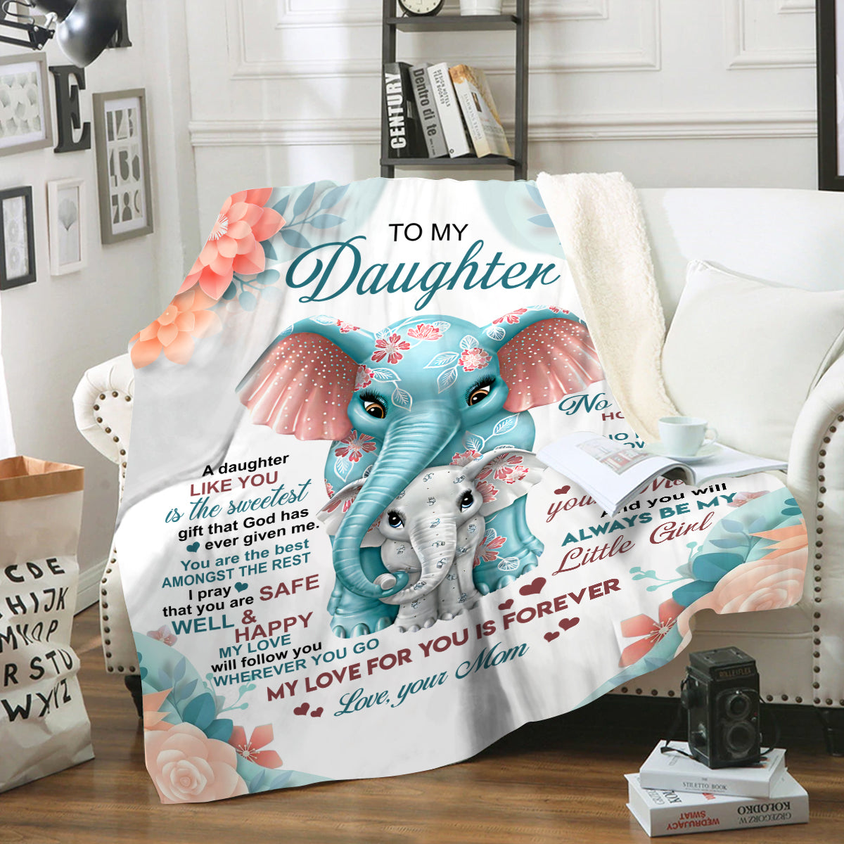 50% OFF SALE - TO MY DAUGHTER - A DAUGHTER LIKE YOU - LOVE, MOM - COZY FLEECE/PREMIUM SHERPA BLANKET