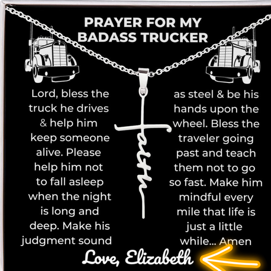 Almost Sold Out - Prayer for Badass Trucker - Faith Necklace