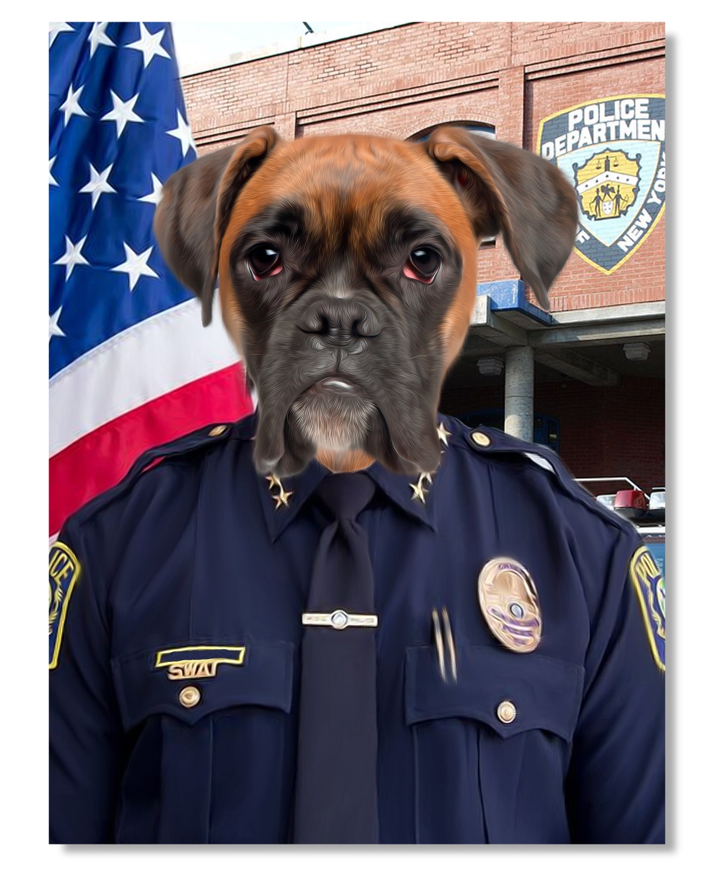 SEE YOUR BELOVED DOG POLICE THE CITY ON CANVAS